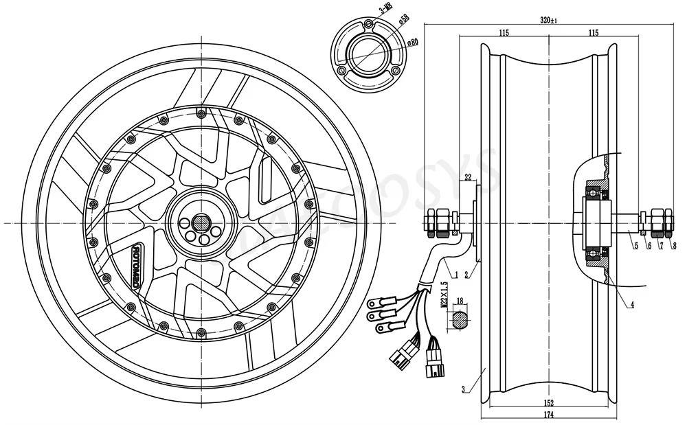 QSMotor 17X6.0 นิ้ว 70H 12000W - 12000W Electric Motorcycle Hub Motor บทวิจารณ์และราคา